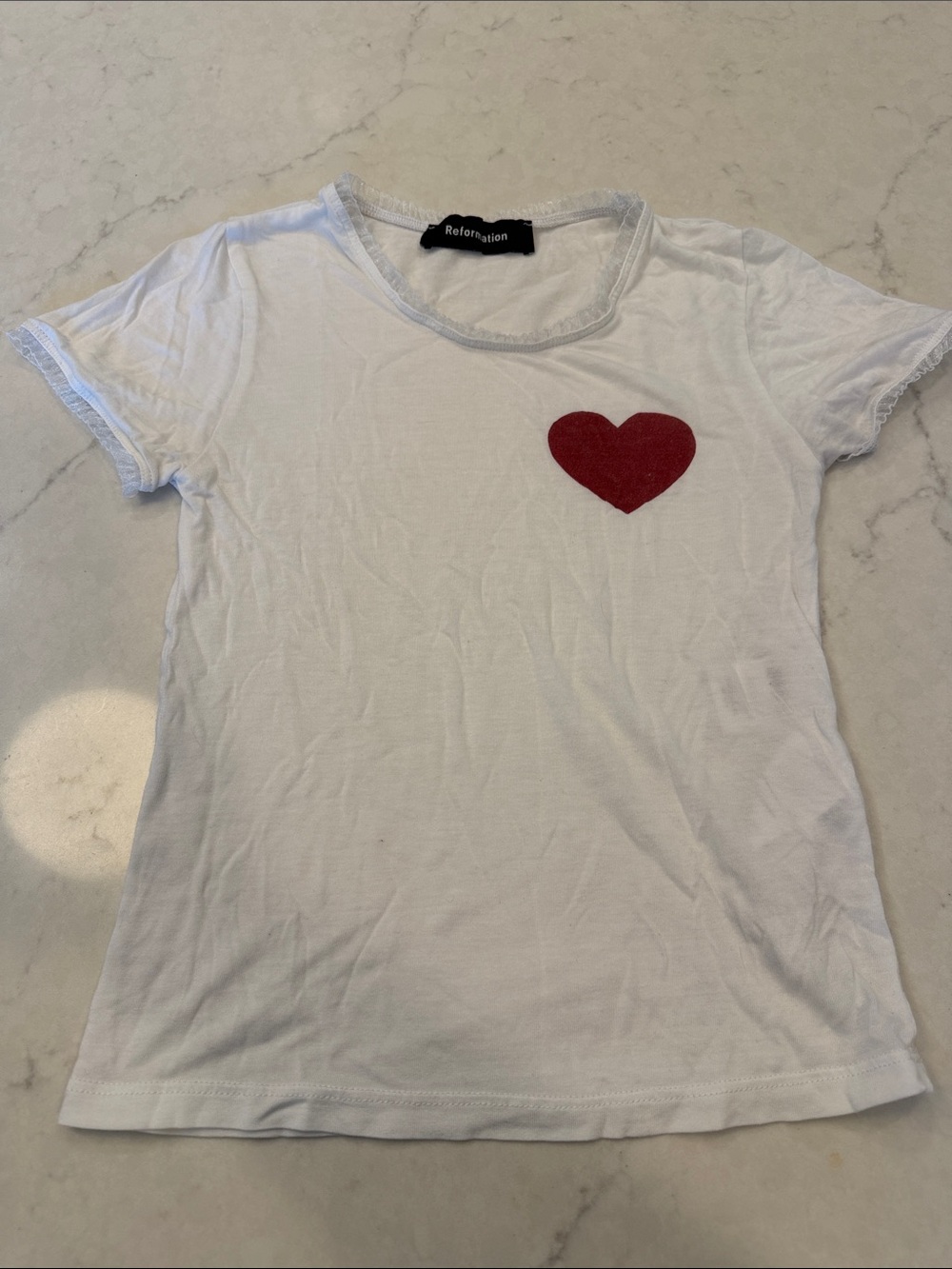 Reformation‎ Baby Tee with Red Heart Size XS